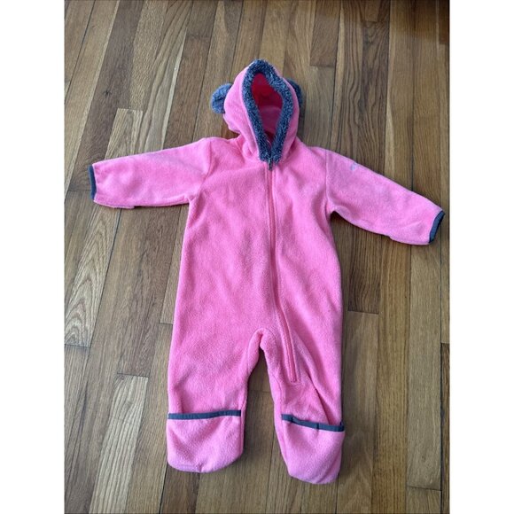 Columbia Pink Western Barlow Bunting Zip Hood Bear Ears Size 6-12 - Picture 1 of 4